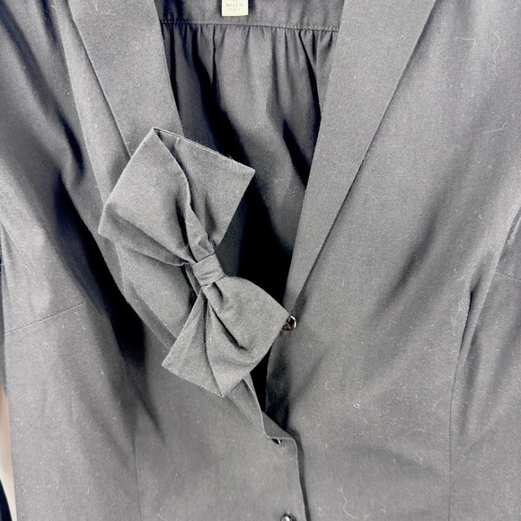 Paul Smith Italy Womens Button Up Bow Blouse Top Size 42 US S Black Long Sleeve - Picture 2 of 11
